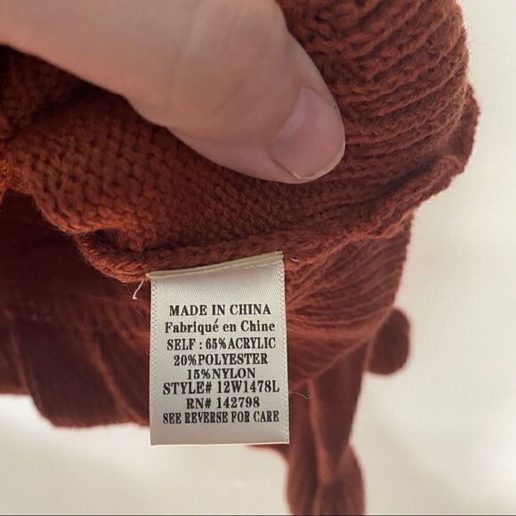 Love Riche Sweater ruffle Autumn colors large rust orange  ruffle sleeve - Picture 5 of 7